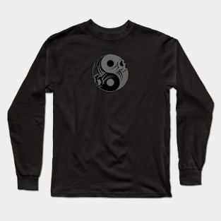 Grey and Black Yin Yang Skulls Long Sleeve T-Shirt